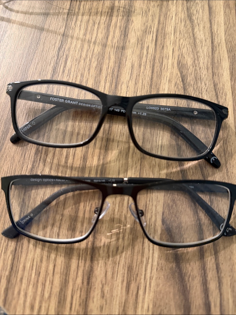 Foster Grant Men’s Black Rectangular Eyeglasses - Matte Black Frame 1.25 magnify